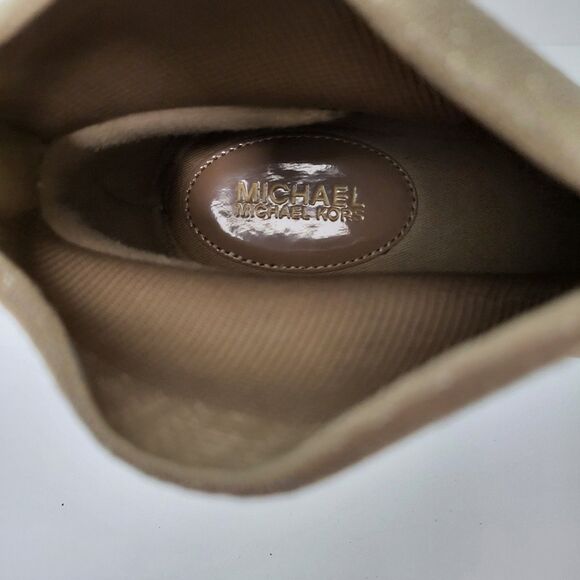 MICHAEL KORS Skyler Stretch Sneakers Womens 11 Tan Knit Sock High Top Bootie - Picture 8 of 8